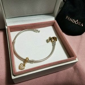 Pandora 17cm Sterling silver w/14k Gold clasp